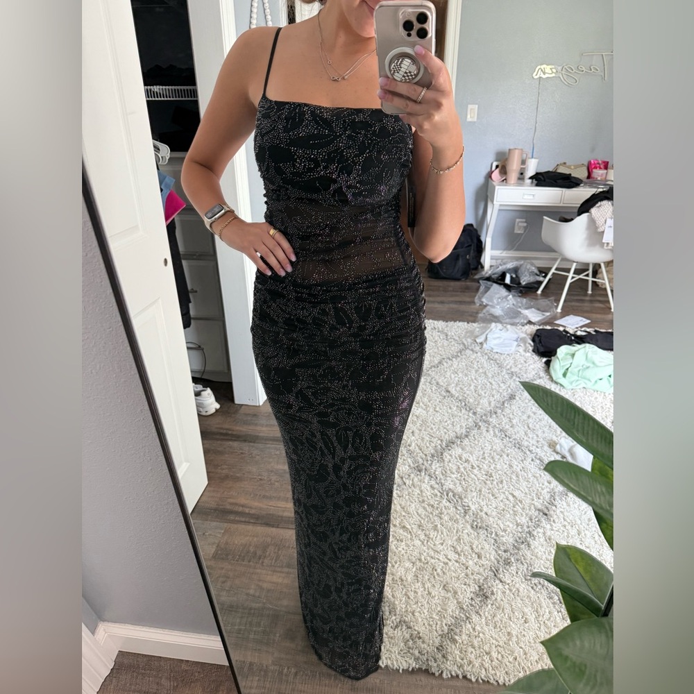 AFRM customer ordered beaded noir bodycon dress